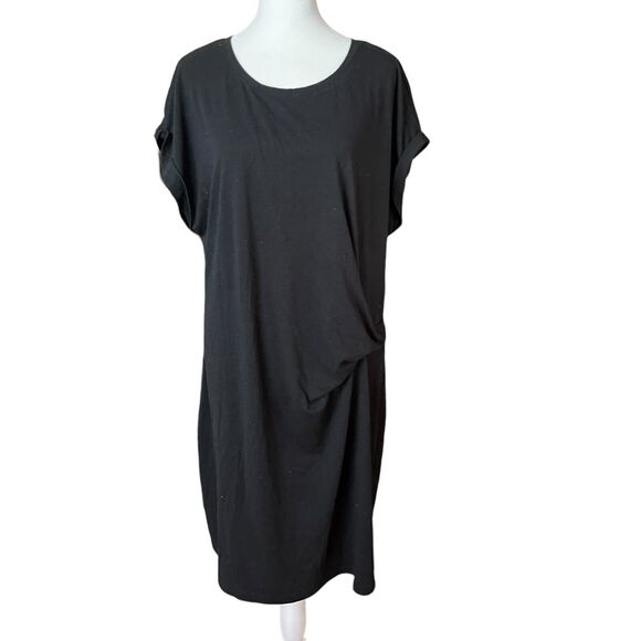 GAP XL Sheath Dress Sleeveless Black Solid Gathered Waist Casual Basic - Picture 1 of 9